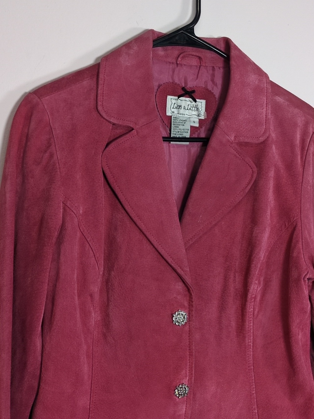 Vintage 90s Bright Pink Suede Blazer Jacket, Size Small - Picture 3 of 10